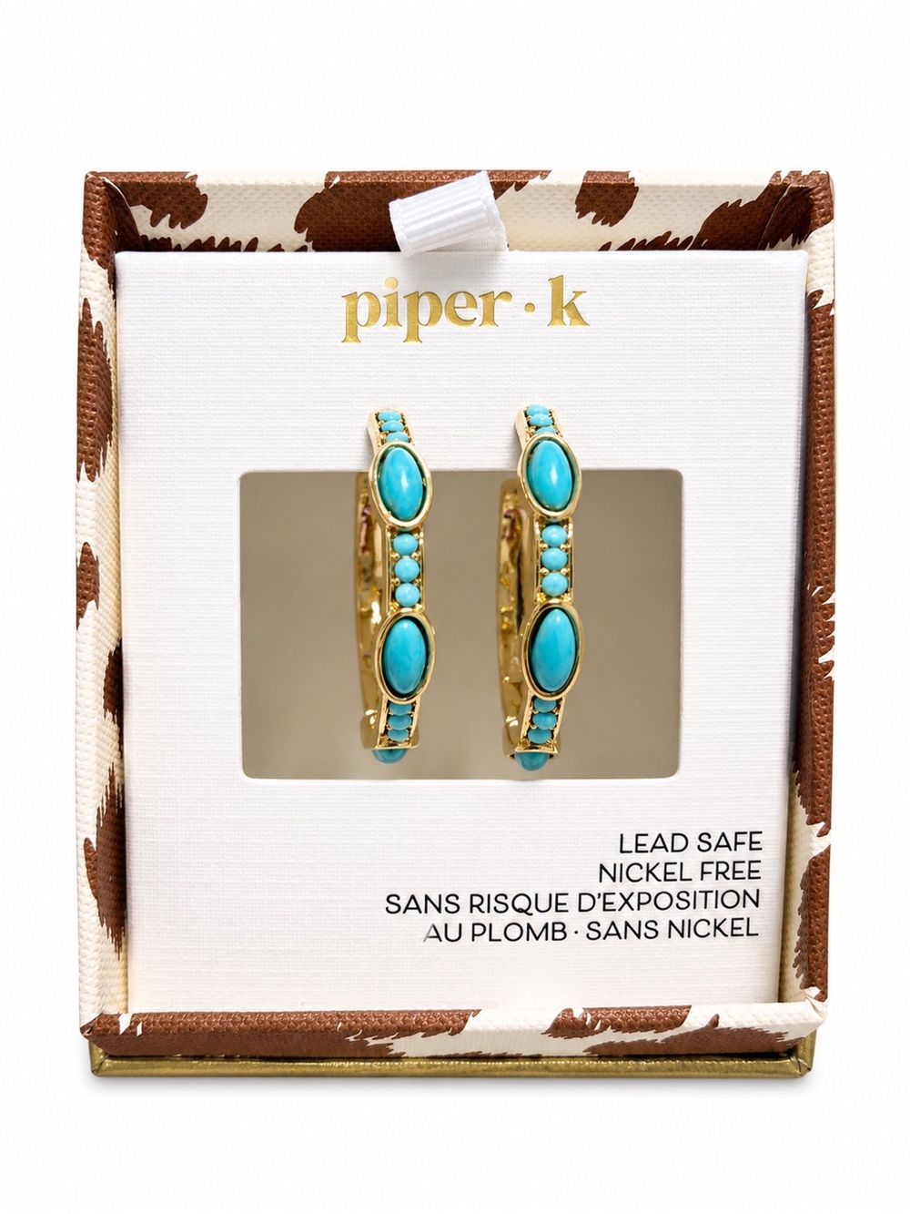 piper•k Gold Hoop Earrings with Turquoise Accents